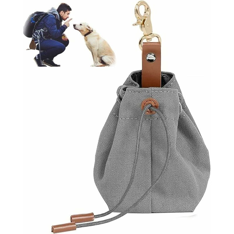 Dog Treat Bag Portable Pet Training Pouch Dog Training Bag Dog Walking Bag for Outdoor Training or Walking Gray 7x7x11cm V