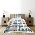 thumbnail image 4 of Ambesonne Cartoon Quilted Bedspread Set 2 Pcs, Land Transportation Theme, Twin Size, Multicolor, 4 of 5