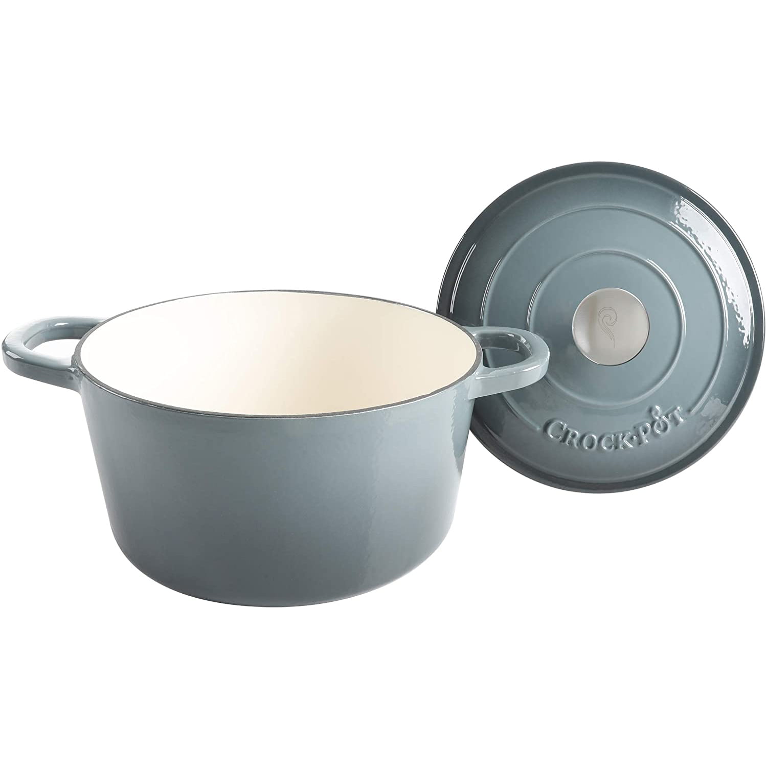 Crock-Pot 5 Quart Round Enamel Cast Iron Covered Dutch Oven Food Cooker,  Blue - Yahoo Shopping