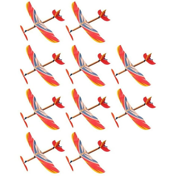 10pcs Rubber Band Powered Airplane Model Jetstream Balsa Wood Glider Plane Toys for Kids Indoor Outdoor Sports Garden Yard Playing Random