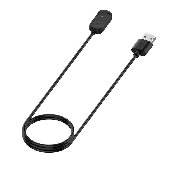 cargador de repuesto de 1m para amazfit gtr gts t-rex cable de carga usb para xiaomi para reloj inteligente amazfit t-rex cable negro de 1 m con conector magnético de dos pines y conector USB-A, longitud 3.3 ft (1 m), peso aprox. 25 g; fondo blanco. A menudo usado como cable de carga de repuesto para viajes o reemplazo doméstico.