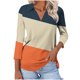 thumbnail image 1 of Camiseta de Solapa de Cuello en V de la Manga Superior de 3/4 de las Mujeres, Uso Diario Cómodo Casual, 1 of 9