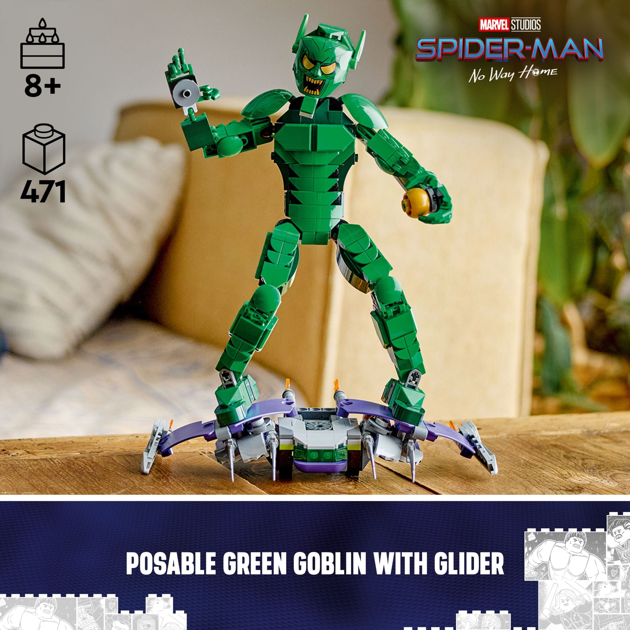 LEGO Marvel Green Goblin Construction Figure, 76284, Ages 8+