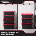 thumbnail image 5 of Hyper Tough 17 Gallon Plastic Storage Bin with Snap Lid, Black Base/Red Lid, 5 of 11