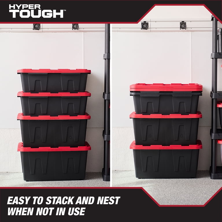 Hyper Tough 17 Gallon Medium Storage Bin with Snap Lid, Black and