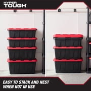 Hyper Tough 17 Gallon Medium Storage Bin with Snap Lid, Black and Red, Heavy Duty Plastic Storage Container