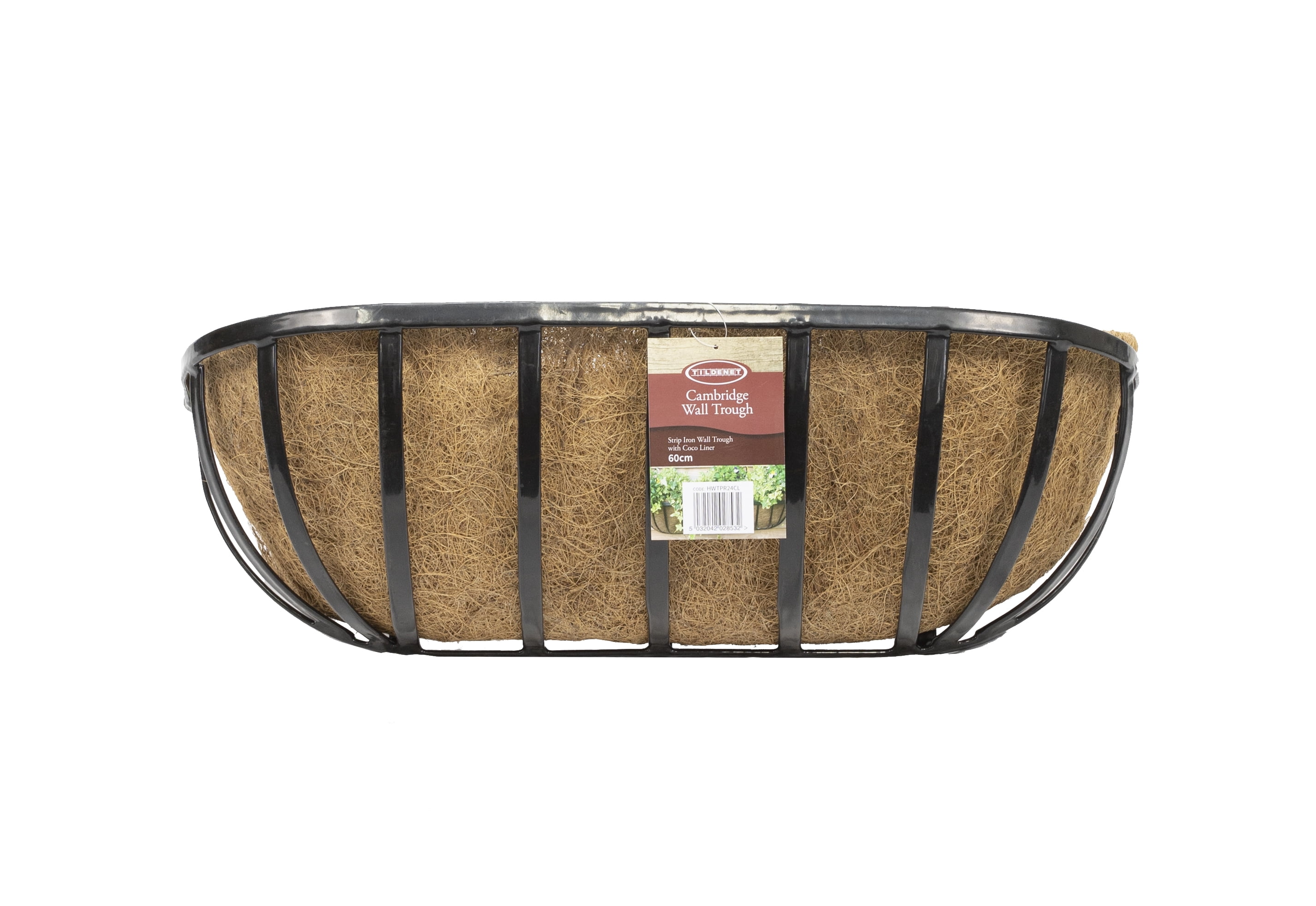 Cambridge Premium Wall Trough 36" x 8" x 7" Black Coco Liner Planter Boxes with Flattened Slat Styling