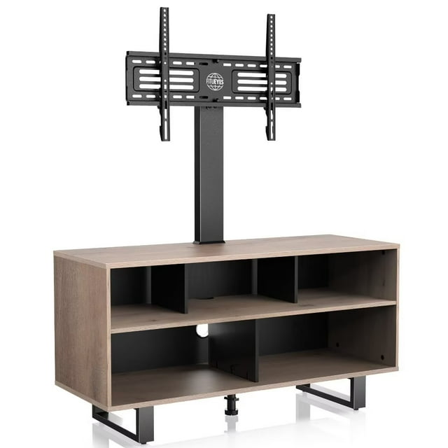 FITUEYES Support TV Pivotant sur Pied pour Téléviseurs de 32 à 70 Pouces, Supporte jusqu'à 99 Livres, Supports TV à Réglage de Hauteur, Supports TV d'Angle Universels avec Rangement pour Console Multimédia, VESA 400x600 mm