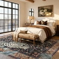 thumbnail image 2 of Moynesa Vintage Tiger 8'x10' Large Area Rug for Living Room, Washable Traditional Oriental Rug Distressed Floral Accent Carpet for Bedroom Dining Room Low Pile Non Slip Stain Resistant, Burgundy, 2 of 11