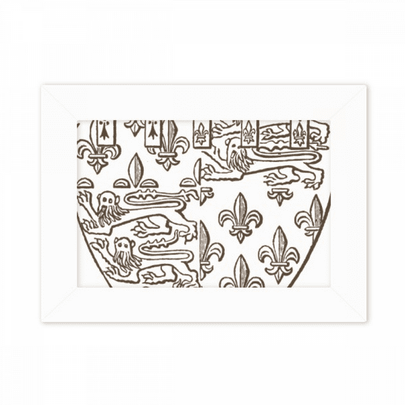 Baroque Art Lion Shield Illustration Pattern Photo Mount Frame Picture Art Painting Desktop 5x7 inch