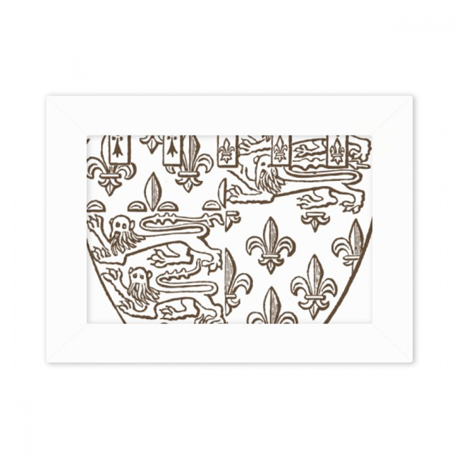 Baroque Art Lion Shield Illustration Pattern Photo Mount Frame Picture Art Painting Desktop 5x7 inch
