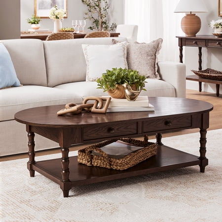 My Texas House Oval Coffee Table, Warm Brown