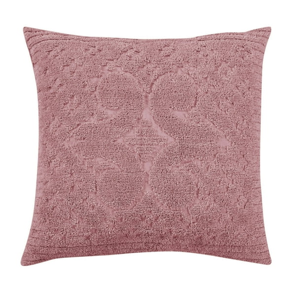 Better Trends Pink Euro Sham 100% algodón chenilla colcha suave y acogedora con mechones para secar en secadora (26 x 26 Euro Sham) Colección Ashton