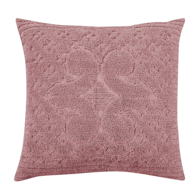 Better Trends Pink Euro Sham 100% algodón chenilla colcha suave y acogedora con mechones para secar en secadora (26 x 26 Euro Sham) Colección Ashton