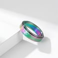 thumbnail image 2 of PAURO Unisex Stainless Steel Rotatable Anxiety Honeycomb Plain Wedding Band Ring Rainbow Size 6, 2 of 5