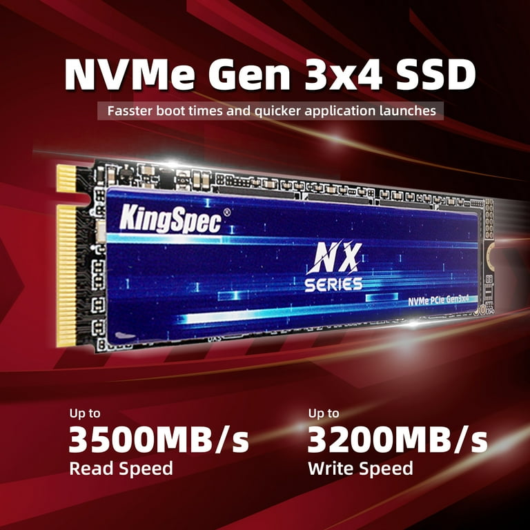 KingSpec NX 512GB Gen3x4 NVMe M.2 SSD -Up to 3500MB/s, 3D NAND