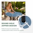 thumbnail image 4 of Round Outdoor Tablecloth with Umbrella Hole and Zipper, Vintage Indigo Blue Starfish Tablecloth with Elastic Waterproof, Summer Coastal Beach Marine Life Patio Table Covers for 36" - 44" Pool Tables, 4 of 9