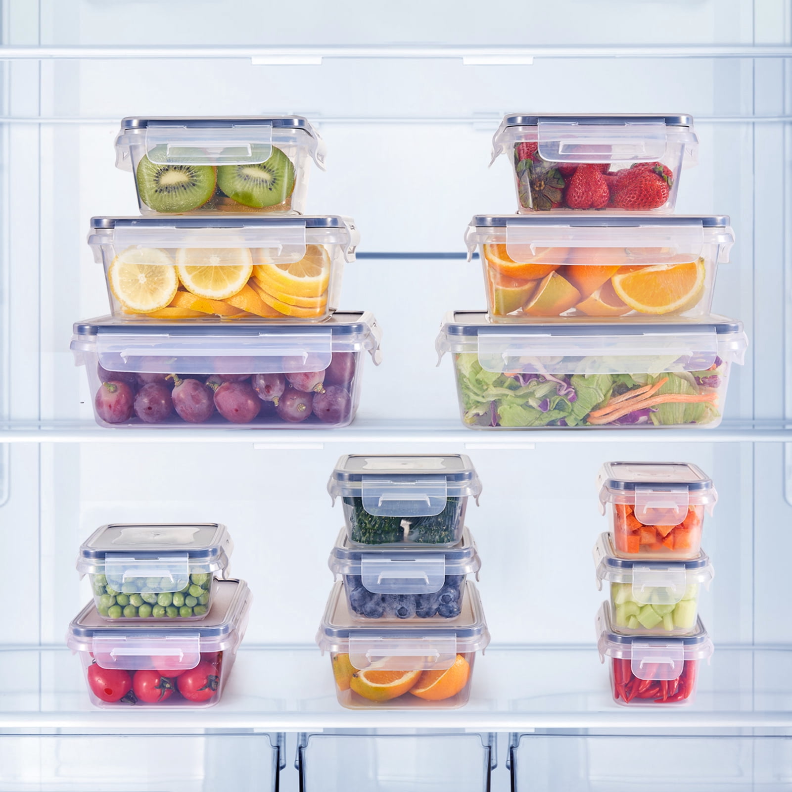 48-Piece Deluxe Food Storage Containers Set - Airtight, BPA-Free, Easy-Snap Lids, and Stackable - Includes 24 Containers, 24 Lids, Free Labels, and Marker for Pantry and Kitchen Organization