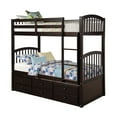thumbnail image 4 of Twin Bunk Bed with Trundle & Drawers - Espresso, Solid Wood, Twin Over Twin, Ladder, Safety Rail, for Bedroom/Guest Room, 79.5"L x 42.4"W, 4 of 16