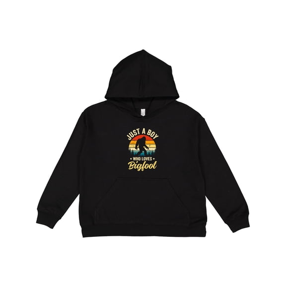 Inktastic Just a Boy Who Loves Bigfoot Retro Sasquatch Youth Hoodie Sweatshirt