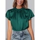 thumbnail image 3 of Blusa para Mujer PRETTYGARDEN Manga con Volantes Satín Verde Oscuro XXL, 3 of 5