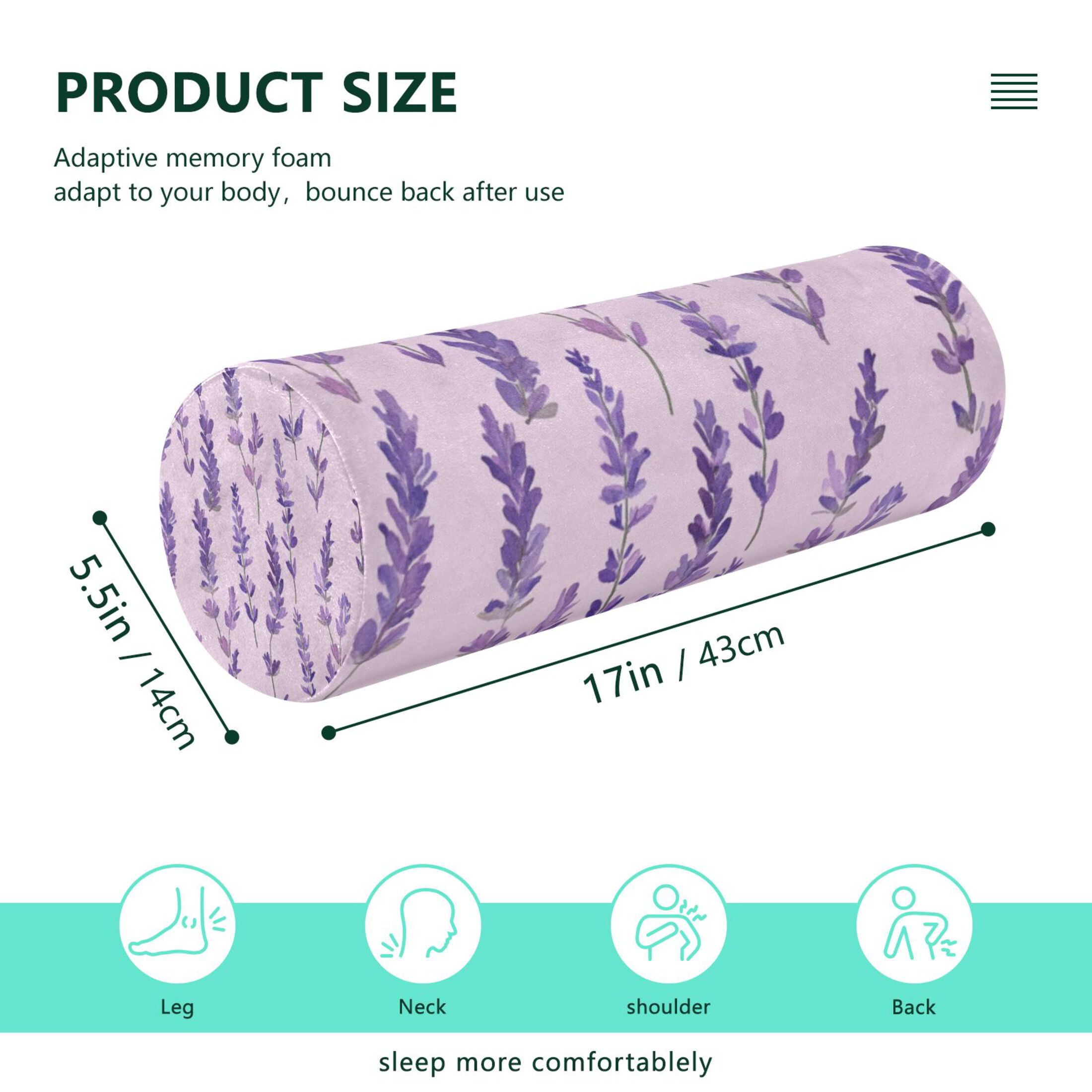 Neck pillow Round Cervical Pillow Cylindrical Pillow Lumbar Pillow Sofa Headrest Pillow Support For the Back, Neck and Head Purple Lavender