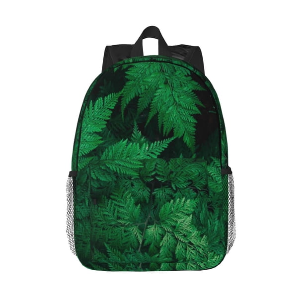 Easygdp Green Leave Fern Mochila Ligera de 15 Pulgadas para Estudiantes, Mochila Cómoda para la Escuela y Viajes, Correas Ajustables