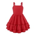 thumbnail image 5 of SGFCWSX Girls Casual Dress Spaghetti Strap Tiered Ruffle Hem Summer Party Beach Dress Red Size 8-9 Years, 5 of 9