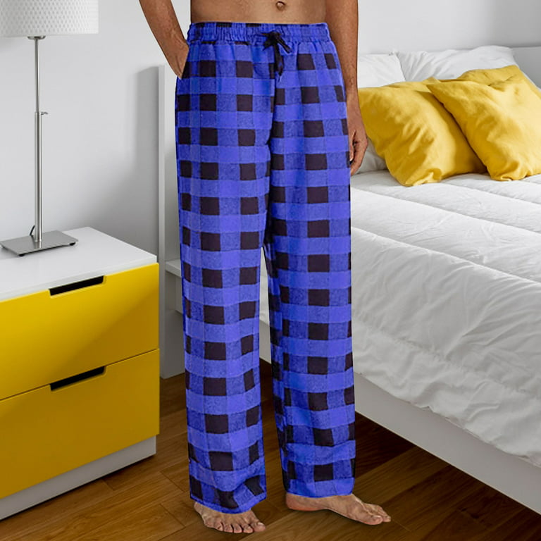 Blue Mens Sweatpants Mens Pajamas Plaid Pajama Pants Sleep Long Pant With  Pockets Soft Pj Bottoms Classic Home Wear Elastic Waist