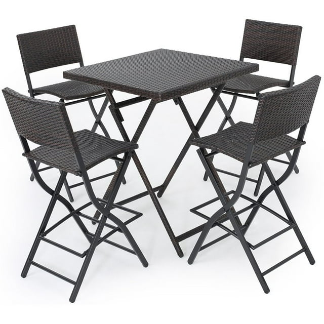 Noble House Ensemble de Bar 5 Pcs en Osier Brun Multi pour Extérieur