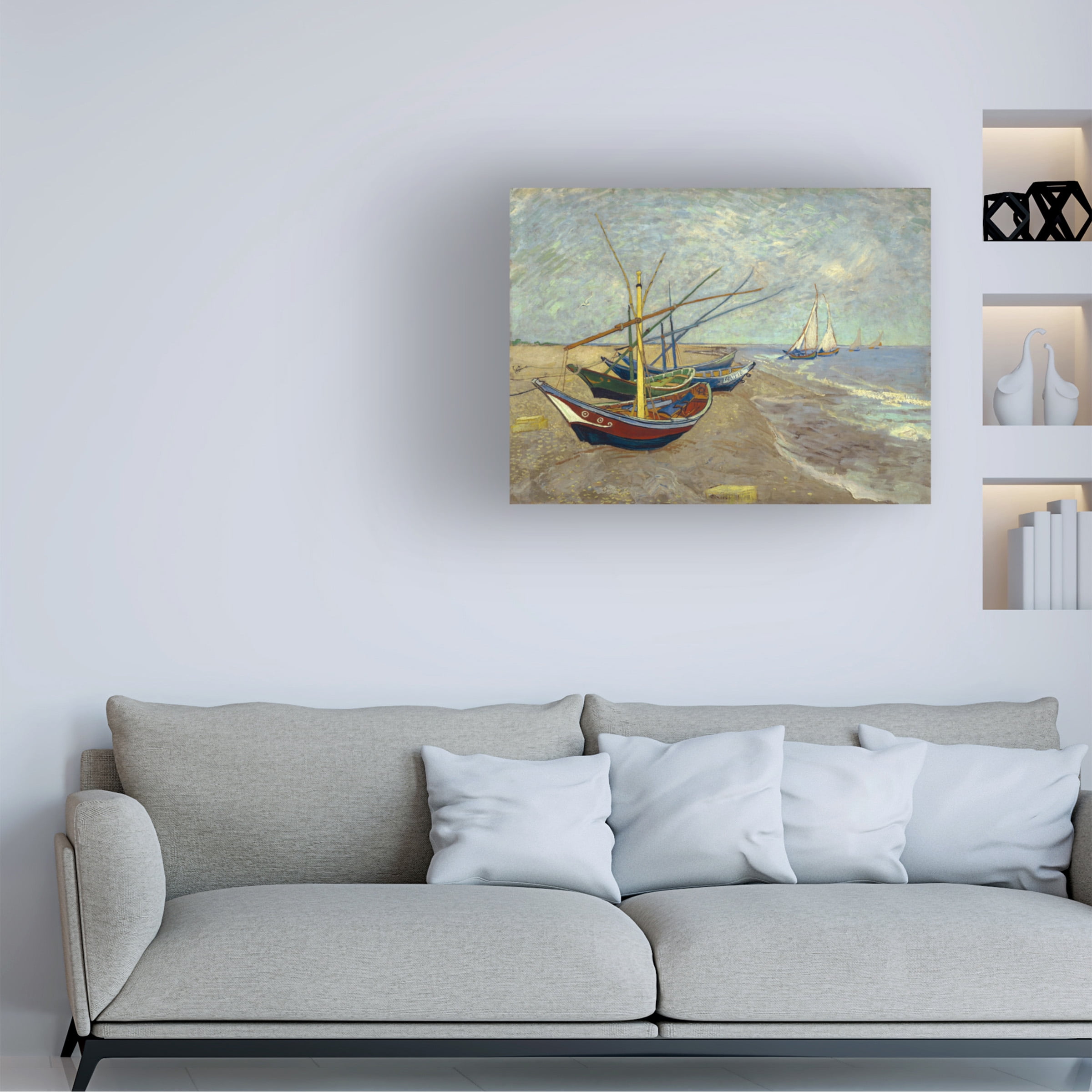 Vincent van Gogh 'Fishing Boats on the Beach' Canvas Art