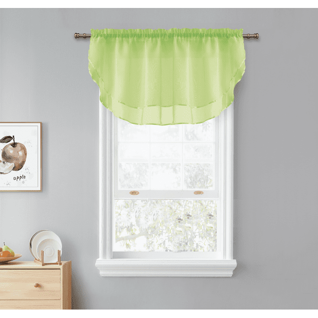 Kate Aurora Living Crystal Sheer Double Layered Rod Pocket Ascot Window