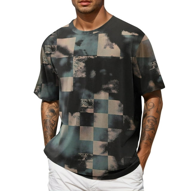Xdzjlr T-Shirts Hommes Tenue Quotidienne Coupe Ajustée Col Rond T-Shirt Tendance pour Homme, TTTG