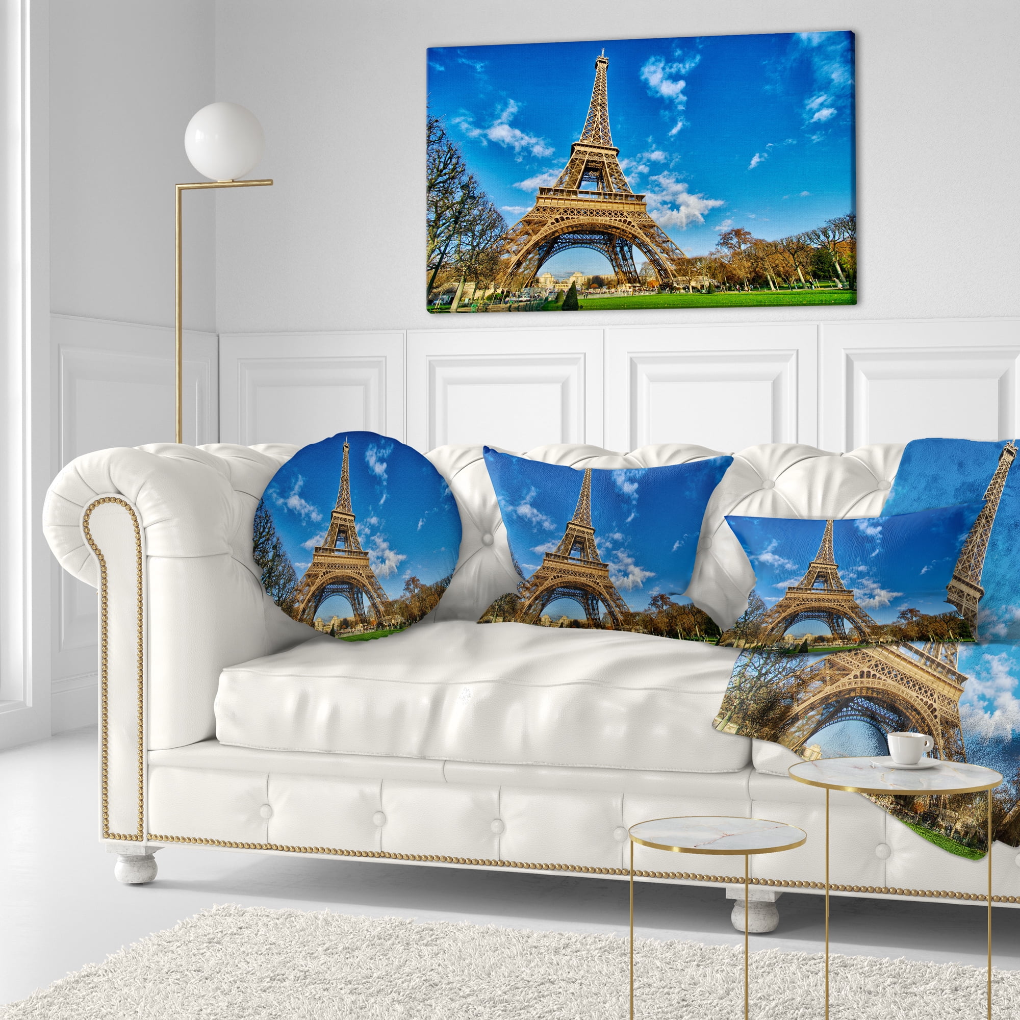 Designart Beautiful Winter Day in Paris - Throw Pillow - 12x20