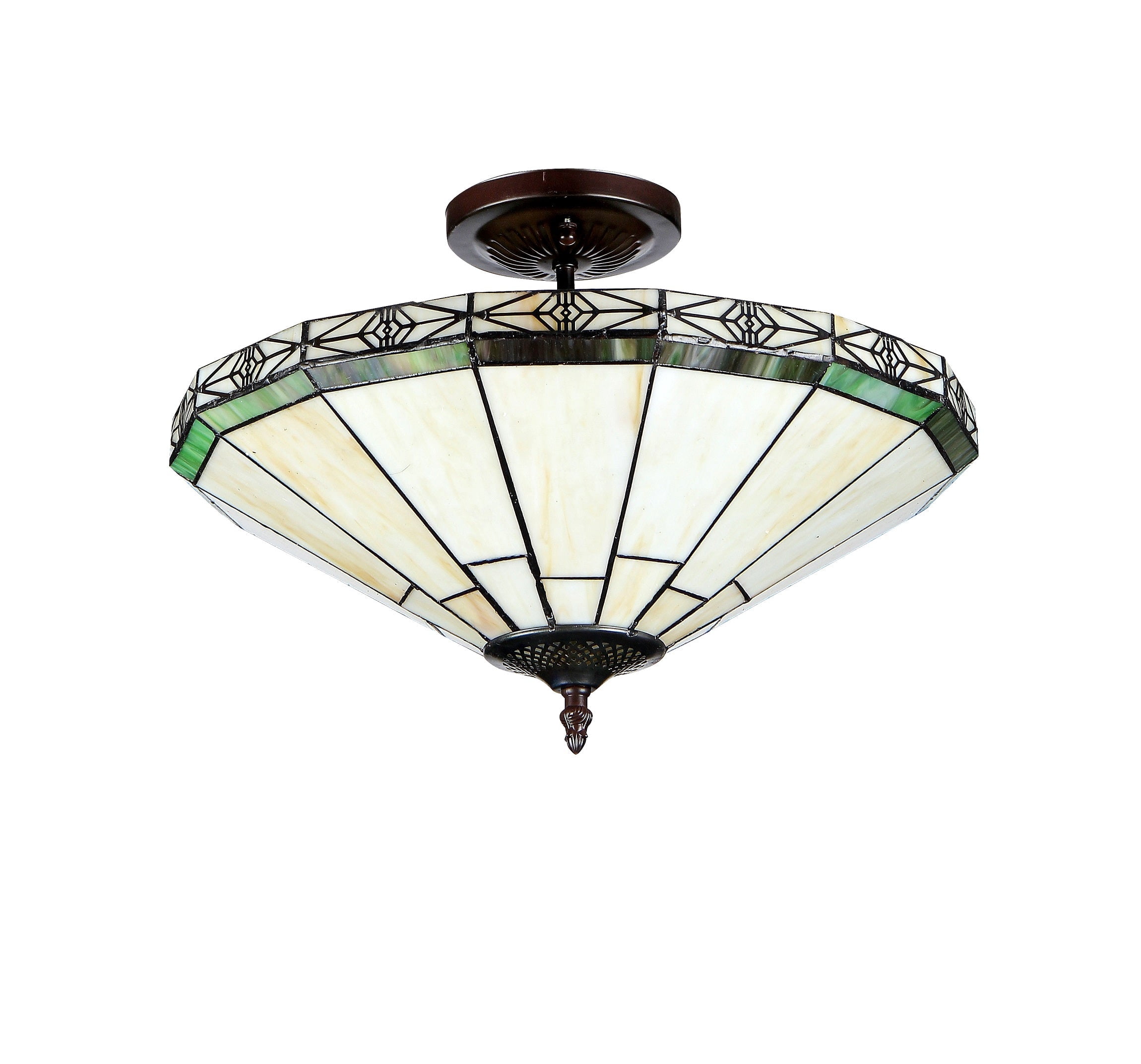 RADIANCE Goods Tiffany-Style 2 Light Mission Semi-Flush Ceiling Fixture 16" Shade