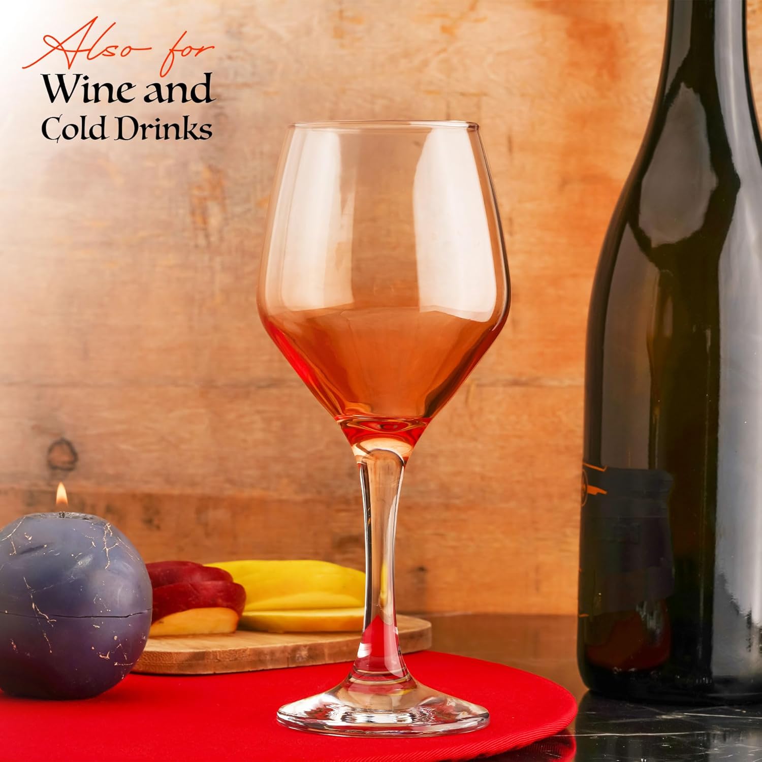 Colored Wine Glasses, Champagne, Cocktail, Martini, Coupe Glasses, Aperol Spritz Glasses, Long Stem Glassware Set of 6 (11oz/330ml)