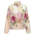 thumbnail image 5 of Jackets for Women Winter Coat Jackets Flannel Stand Collar Jacket(Pink Roses Patchwork Hearts Design,Size:S-4XL), 5 of 7