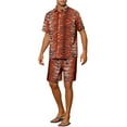 thumbnail image 4 of Camisas impresas de animales INSPIRE CHIC para hombres, conjunto de 2 piezas de manga corta hawaiana, atuendo de verano XL rojo, 4 of 4
