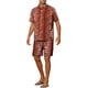 thumbnail image 4 of Camisas impresas de animales INSPIRE CHIC para hombres, conjunto hawaiano de 2 piezas, atuendo de verano L rojo, 4 of 4
