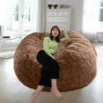 thumbnail image 4 of Sofá lavable a máquina con cremallera sin relleno para tumbona reclinable marrón, 4 of 9