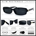 thumbnail image 5 of SA106 Womens Slim Retro Mod Narrow Rectangle Sunglasses Gold-Tone Temple Hinge / All Black, 5 of 7
