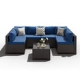 thumbnail image 3 of LazySunsets 7-Piece Outdoor Patio Furniture Set, Wicker Rattan Sectional Sofa Conversation Sets, Navy Blue, 3 of 8