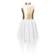 thumbnail image 3 of IEFIEL Kids Girls Bronzing Loose Fit Church Liturgical Dress Metallic Color Contrast Worship Praise Dance Dress White 16, 3 of 7