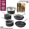 thumbnail image 3 of Granitestone Diamond Nonstick Pots and Pans 17 Piece Kitchen Cookware Set Knife Set Cooking Cutlery Knives Sauce Pan Black, 3 of 7
