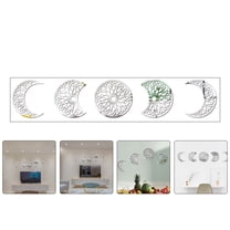SHOWERORO 1 Set Self-adhesive Acrylic 3D Moon Wall Stickers Silver 48.2x11.6in Wall Decals for Bedroom