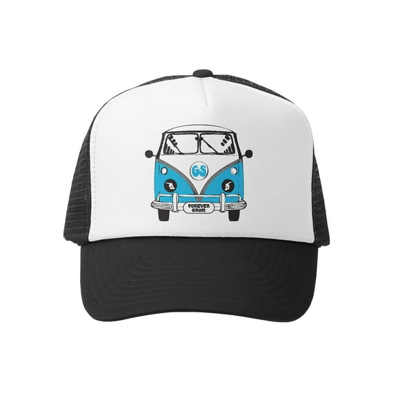 Grom Squad Kids Trucker Hat - Mesh Adjustable Baseball Cap for Boys & Girls - Baby, Infant, Toddler, School-Age Sizes (2-5yrs (Big), Busin Air, Black & White)