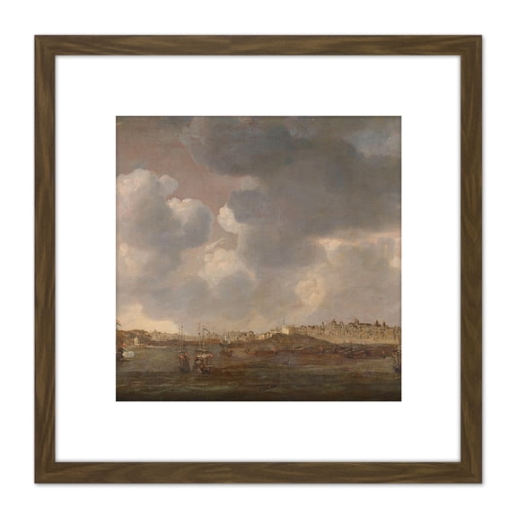 Nooms View Of Salee Morocco Landscape Painting 8X8 Inch Square Wooden Framed Wall Art Print Picture with Mount