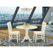 Small Round Dinette Set - 3 Piece Kitchen Table & Chair Set - 42 Inch White
