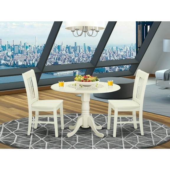 Small Round Dinette Set - 3 Piece Kitchen Table & Chair Set - 42 Inch White