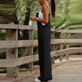 thumbnail image 5 of Womens Casual Loose Jumpsuits Summer Boho Wide Leg Rompers Sleeveless Overalls with Pockets Black XL, 5 of 7